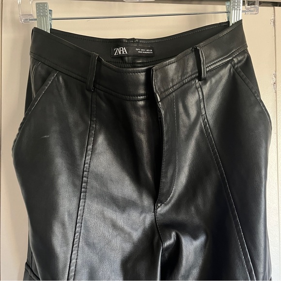 Zara Faux Leather Cargo Joggers - Picture 7 of 8